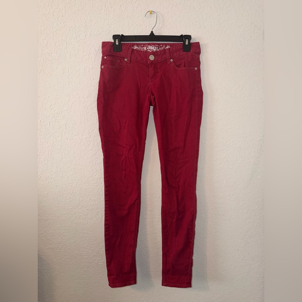 Y2K Cherry Red Express Skinny Jeans Low Rise Aesthetic Size 2 -C